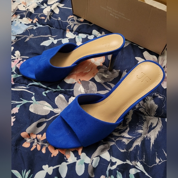 Justfab Maddie Slip On Blue Dress Sandals Size 7.5 - Picture 2 of 7